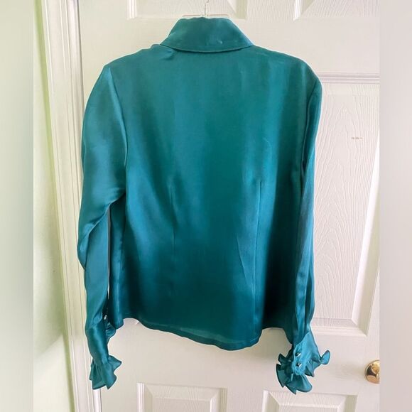 Talbots Silk blouse - Size 8 - Women’s - Romantic - Blue Teal Long Sleeve Blouse - Picture 2 of 7